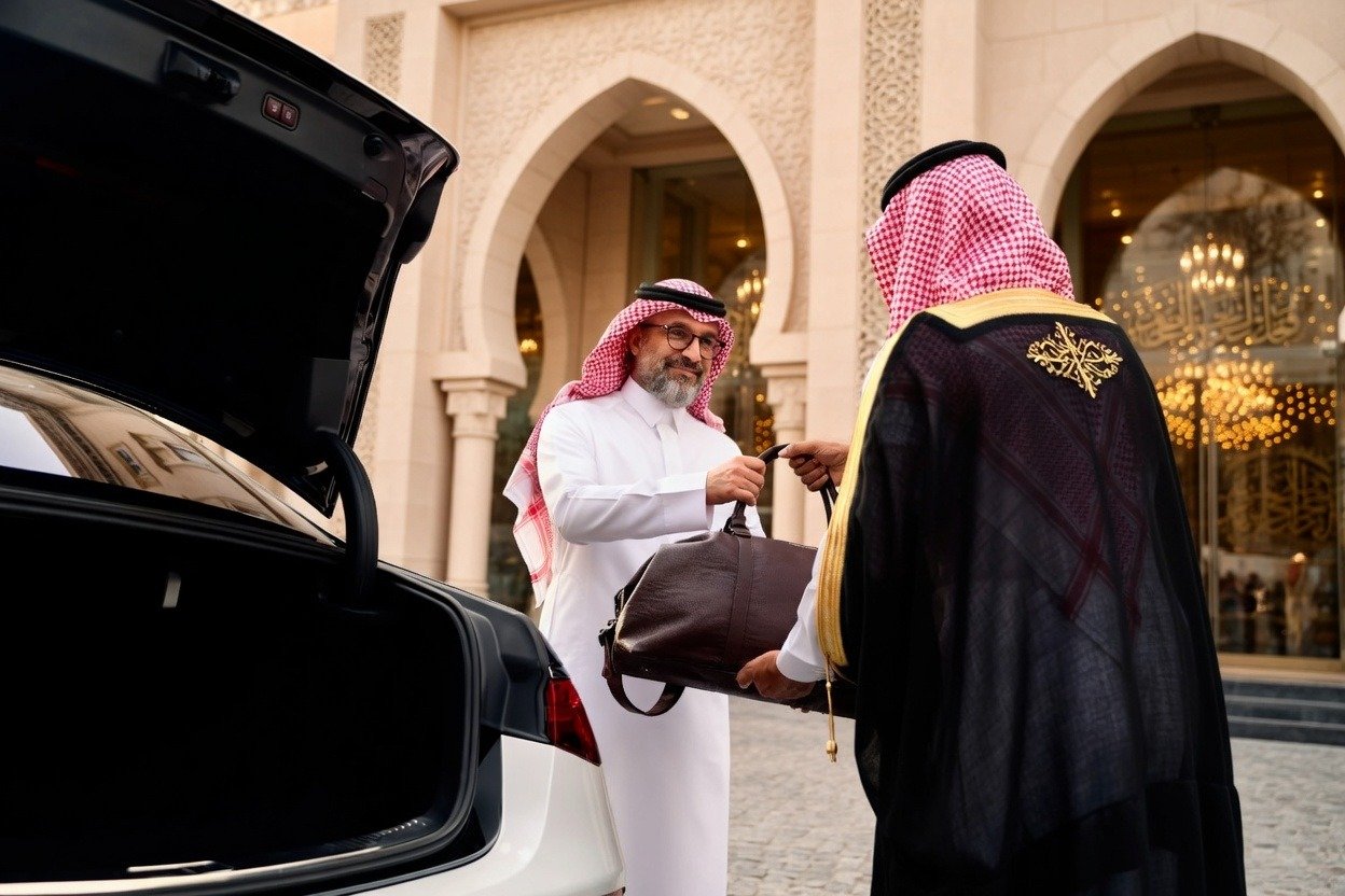 Chauffeur opening car door